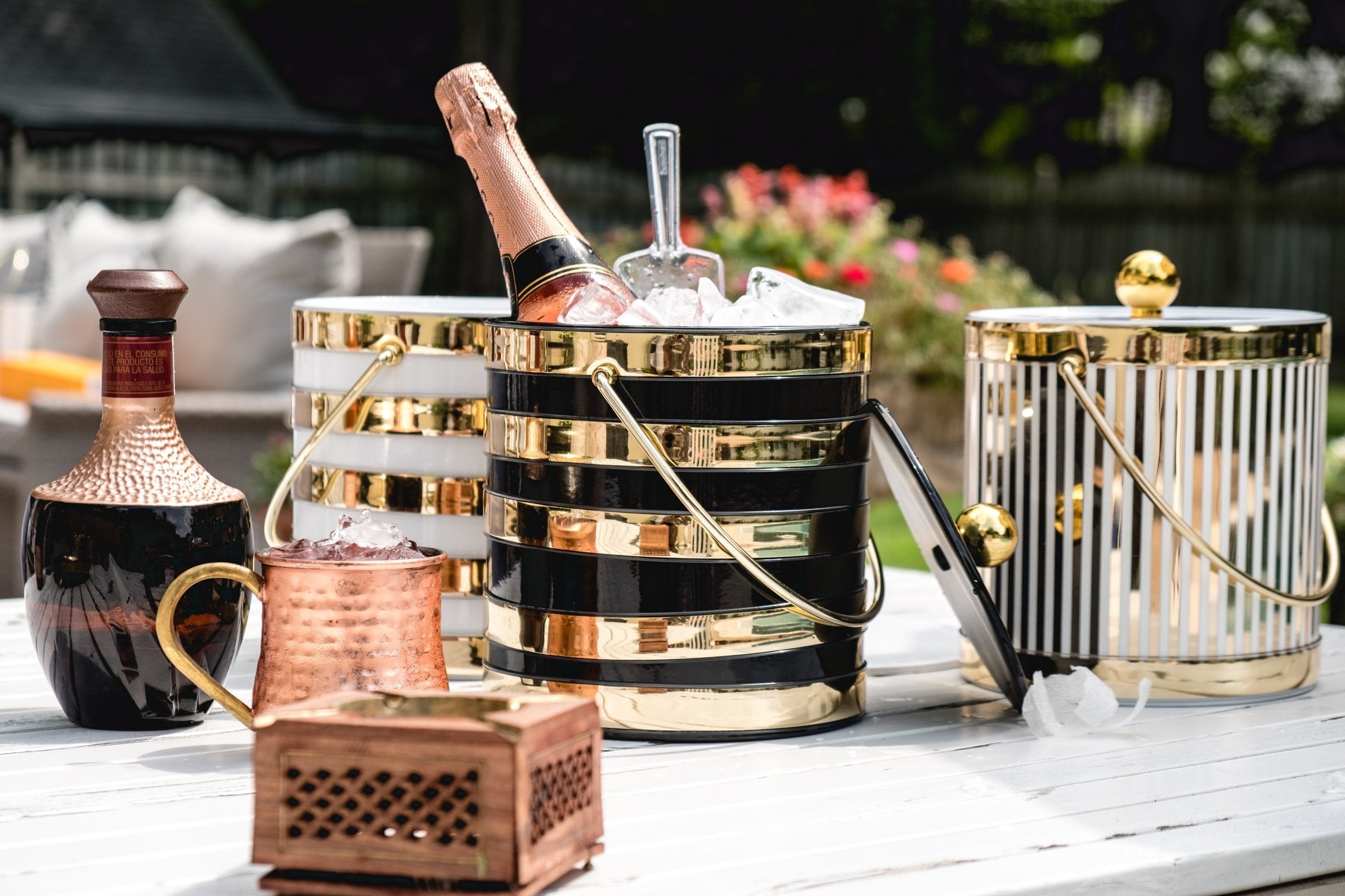 Original Nicebucket collection photographed in a garden setting